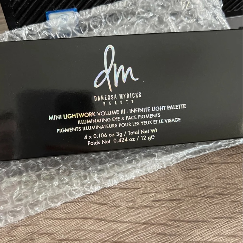 Danessa Myricks mini lightwork palette and dew me highlighting balm